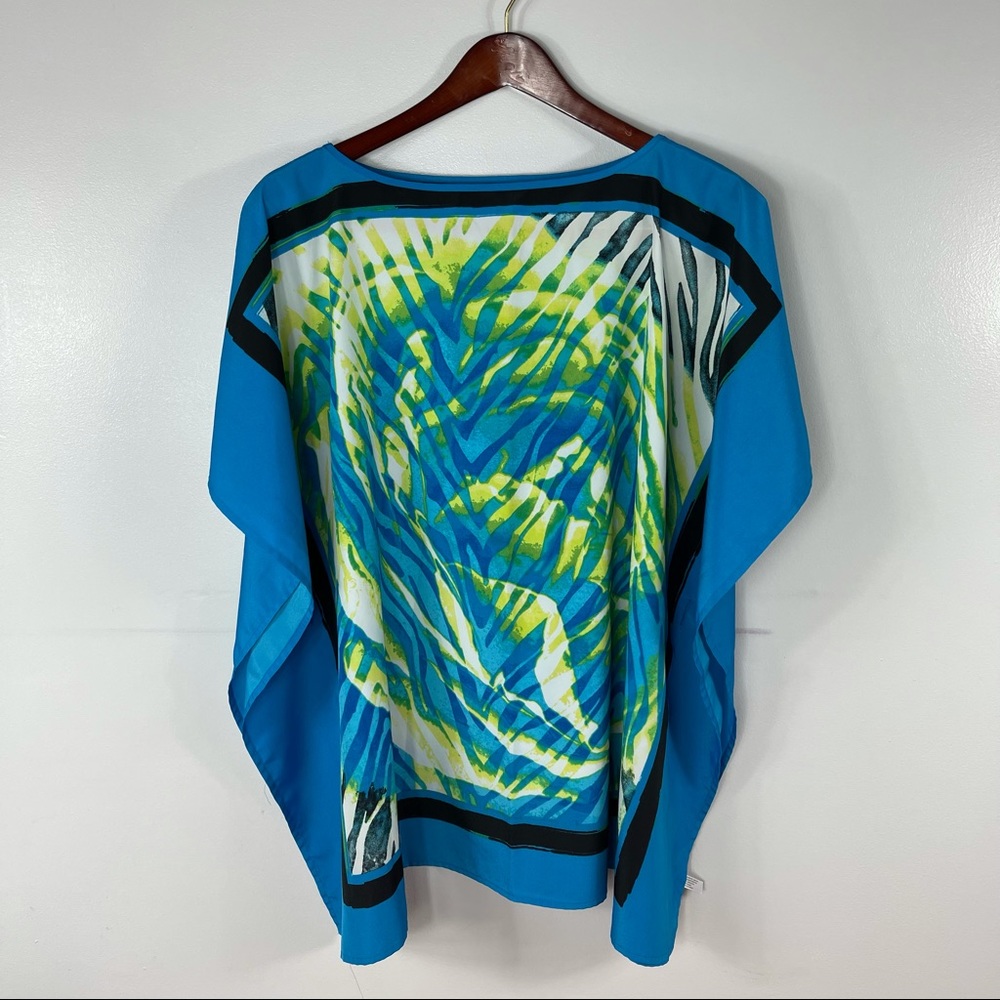 Fashion Bug Blue & Green Scarf Tunic Flowy Blouse